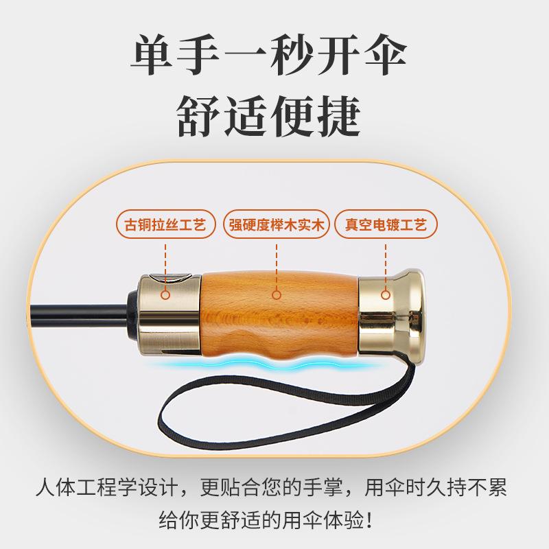 Automatic Light Luxury Wooden Handle Sun Umbrella Umbrella Oversized Men's Folding Umbrella