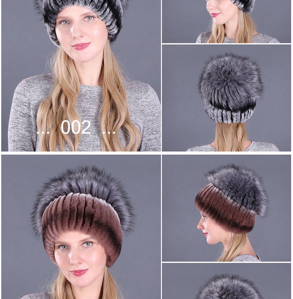 Women's Winter Korean Style Rex Rabbit Faux Fur Hat with Ear Protection