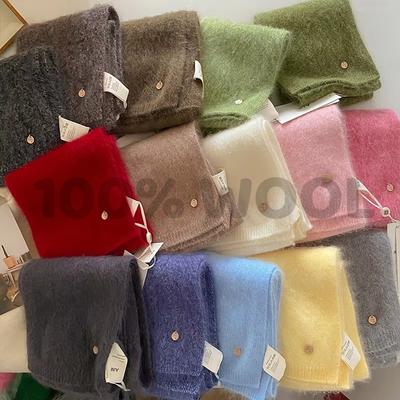 Koreansk Stil Stickad Halsduk Dam Vinter Varma Halsdukar Enfärgad Kasmir Design Förtjockad Sjal Mjuk Lång Pashmina Hals