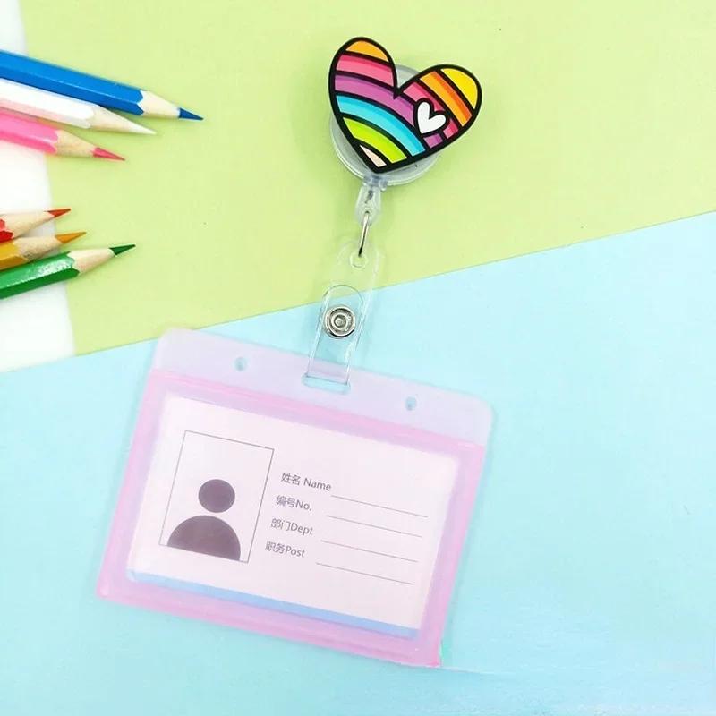 transparent Plastic Doctor Nurse ID Card Sleeve Badge Card Cover Retractable Badge Card Holder cover Protector