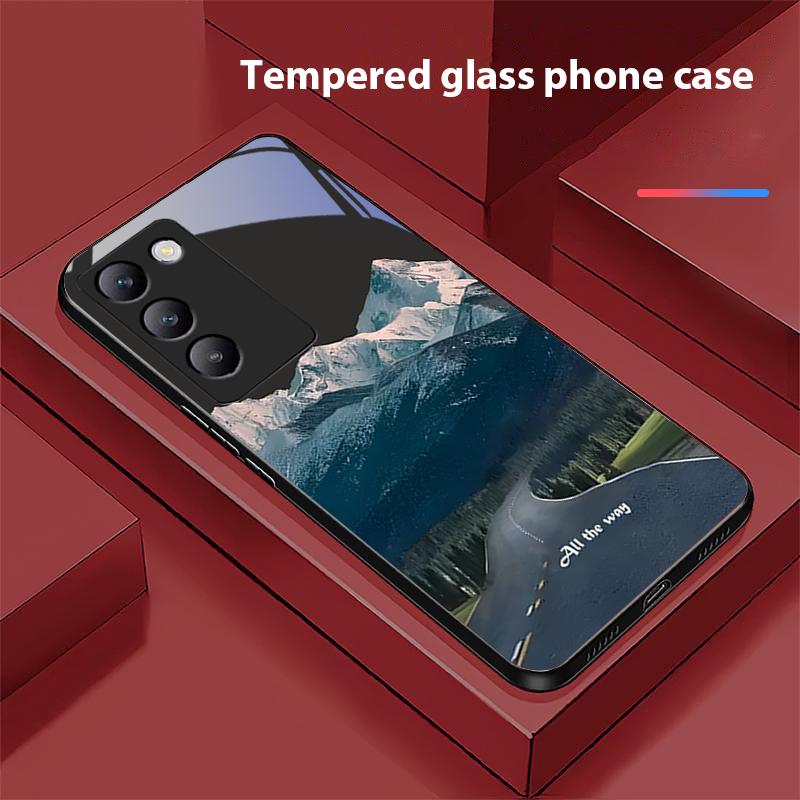 Dark Forest White For Y72 33S 11 03 36 96 Lite 35 16 Iqoo 12 V40 SE 5G 29 40 21 30 X80 Pro Vivo Tempered Glass Phone Case Black