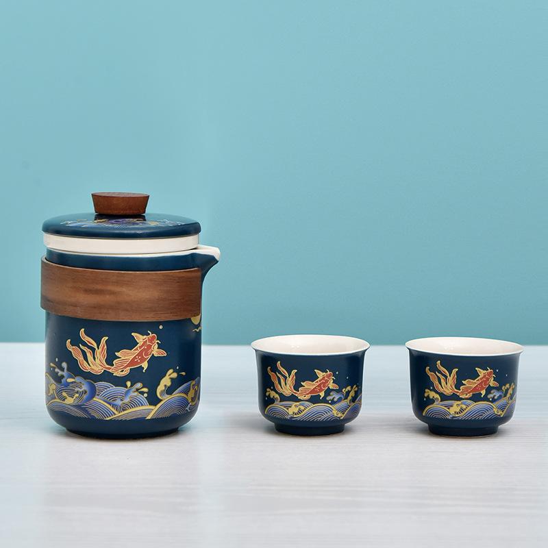 Creative Ceramic Kung Fu Travel Tea Set Portable Kuaike Cup Company Business Gift Box