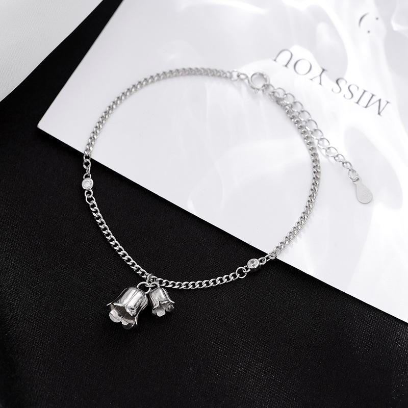 Lily of the Valley S925 Silver Zircon Bracelet for Women - Versatile & Artistic Design