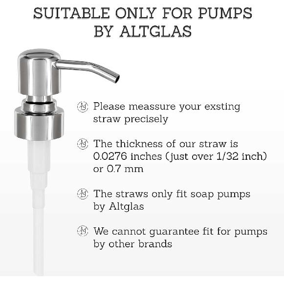 ALTGLAS 4 Pcs Extra Long Straw for Soap Pumps (length 11.8 In / 30 Cm) - Compatible with Soap Dispenser Pump Heads by Altglas
