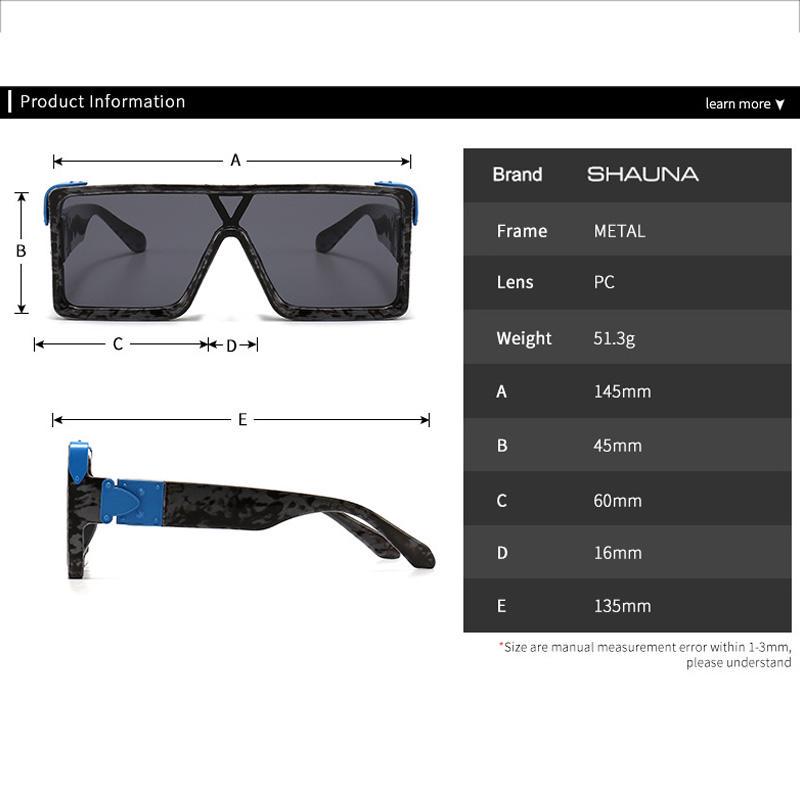 SHAUNA Ins Moda Popolare Vintage Quadrati Un Pezzo Occhiali da Sole da Donna Marca Designer Uomo Occhiali Maschera UV400