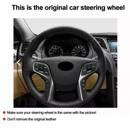 Hand Sewing Car Steering Wheel Cover Wrap For Hyundai Azera 2012 -2015 2016 2017