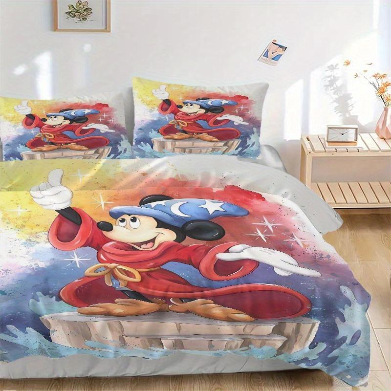 3pcs Colorful Art Mickey Bedding Set - 1 Soft Quilt Cover + 2 Pillowcases, Machine Washable - Suitable for All Seasons, Perfect Gift for Family a