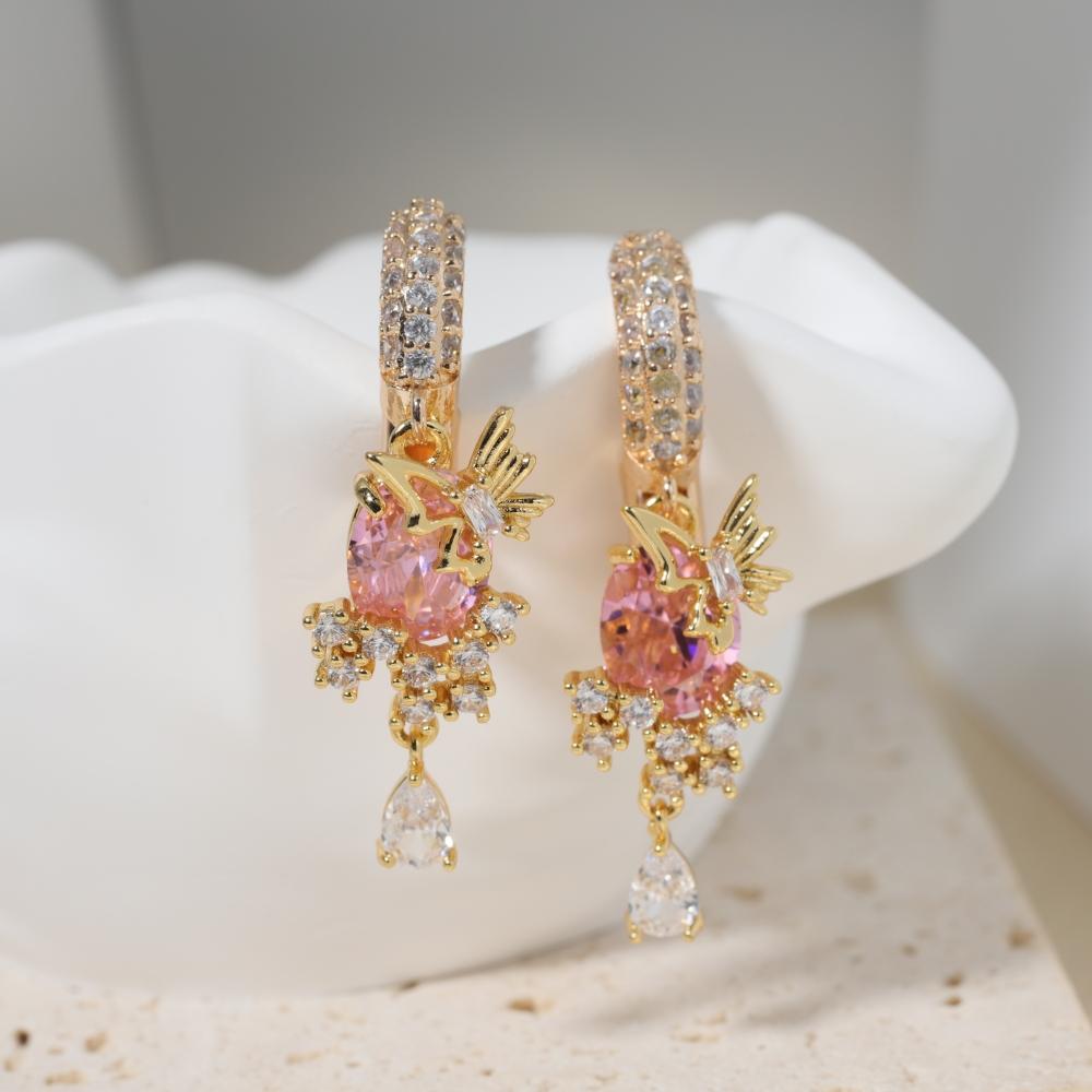 

1 Pair Luxury Geometry Shape Dangle Earrings for Women Zirconia Earring Jewelry Wedding Party Accessories жёлтый