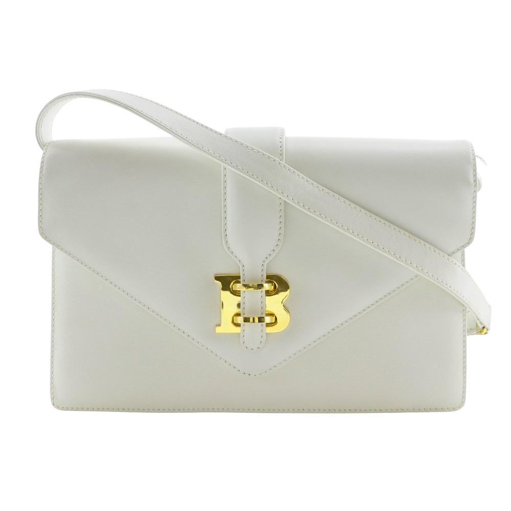 

BALLY BHardware Shoulder Bag 2-way clutch White Calfskin Women Used