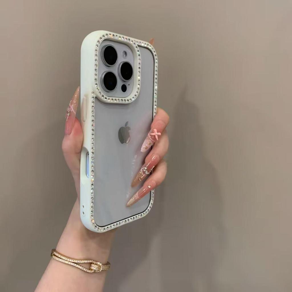 Bling Rhinestone Diamond Transparent Case For iPhone 17 16 15 14 13 12 11 ProMax Shockproof Protection Bumper Hard Acrylic Cover