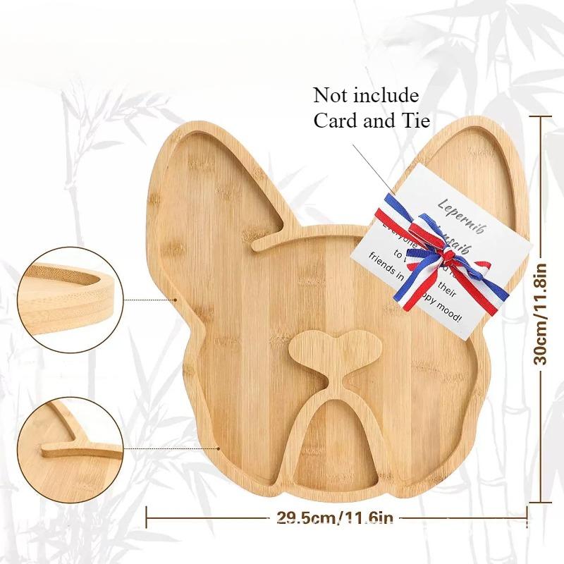 

Bulldog Shaped Home Storage Tray, Cheese Boards, Solid Wood Bamboo Deli Board, Fun Serving Tray, Wooden Decorative Tray