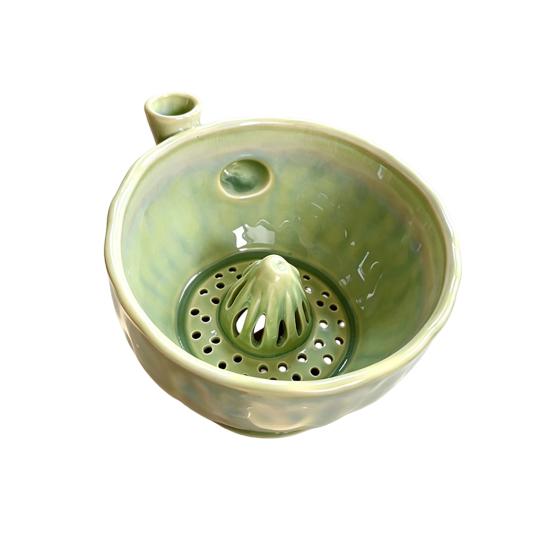 Ceramic Fruit Washing Bowl Berry with Detachable Juicing Cone &Drain Rack,Self Rinsing Drainage Basket for Produce Kitchen Countertop, Multifunctional