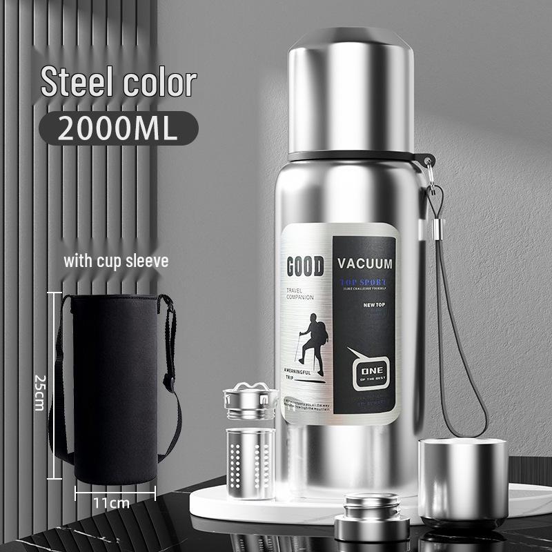 Drop-Resistant 316 Stainless Steel Travel Thermos Pot for Men - Portable, Large Capacity Outdoor Water Cup