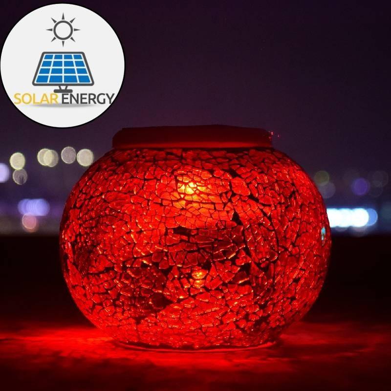 Changing Color Solar Glass Mosaic Sphere Led Garden Light Lanterns Gift Rainbow