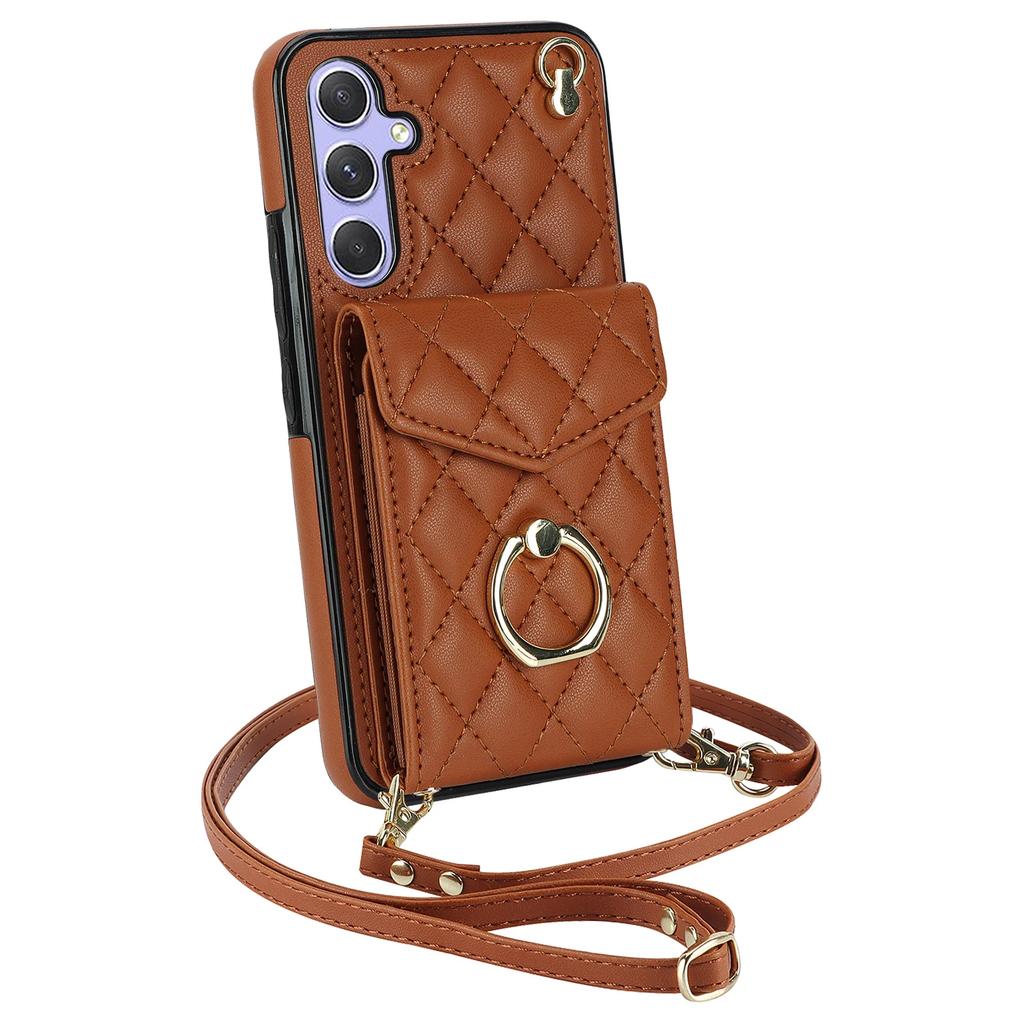 Portafoglio in Pelle a Tracolla Slot Carte Anello Custodia per Telefono per Samsung Galaxy S23 S24 Ultra S22 S21 FE S20 A55 A54 A14 Note20 Copertura Borsa
