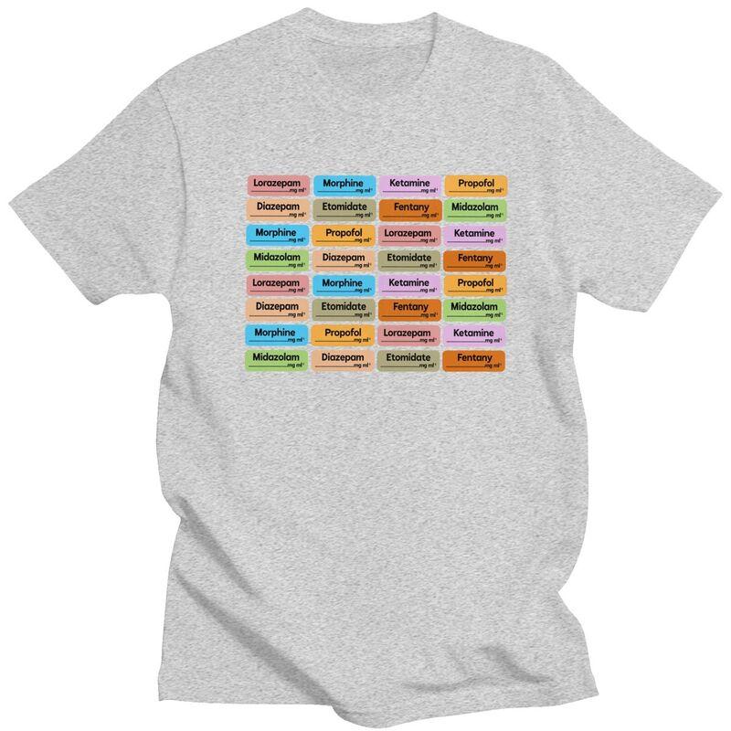 Custom Medical Nurse Anesthesia Medication Labels T Shirt for Men Tshirt Casual Tee Short Sleeves Tshirts Clothing