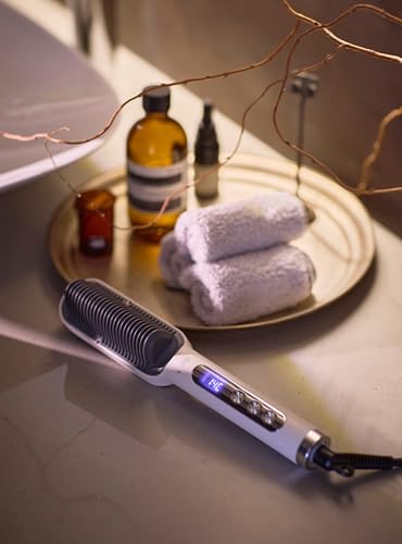 [Patented Comb & High-Concentration Negative Ions] eairpo Heat Brush Hair Iron/Straightener, Moisturizes, Damage-Free, Shiny, Smooth Hair, Time-Saving