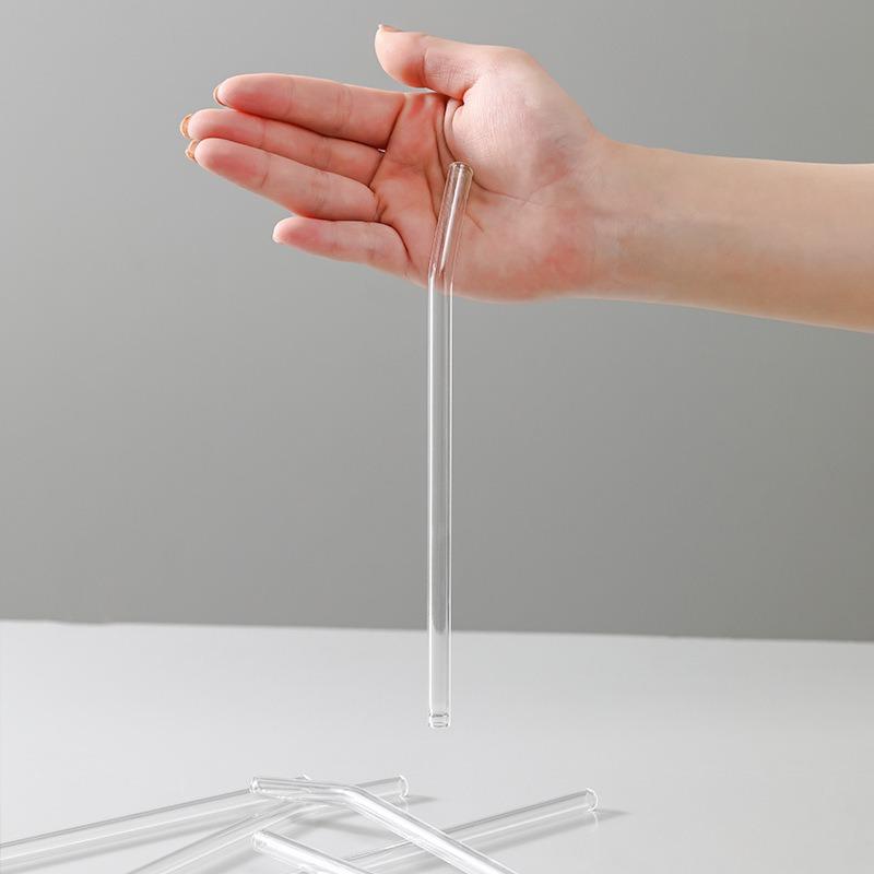 High Borosilicate Clear Glass Straw Heat-Resistant Durable Lipstick-Proof Reusable Pregnant Juice Drinking Tube Cleaning Tool