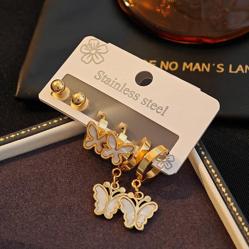 

Женский богемный набор серег-бабочек 3 пары one size