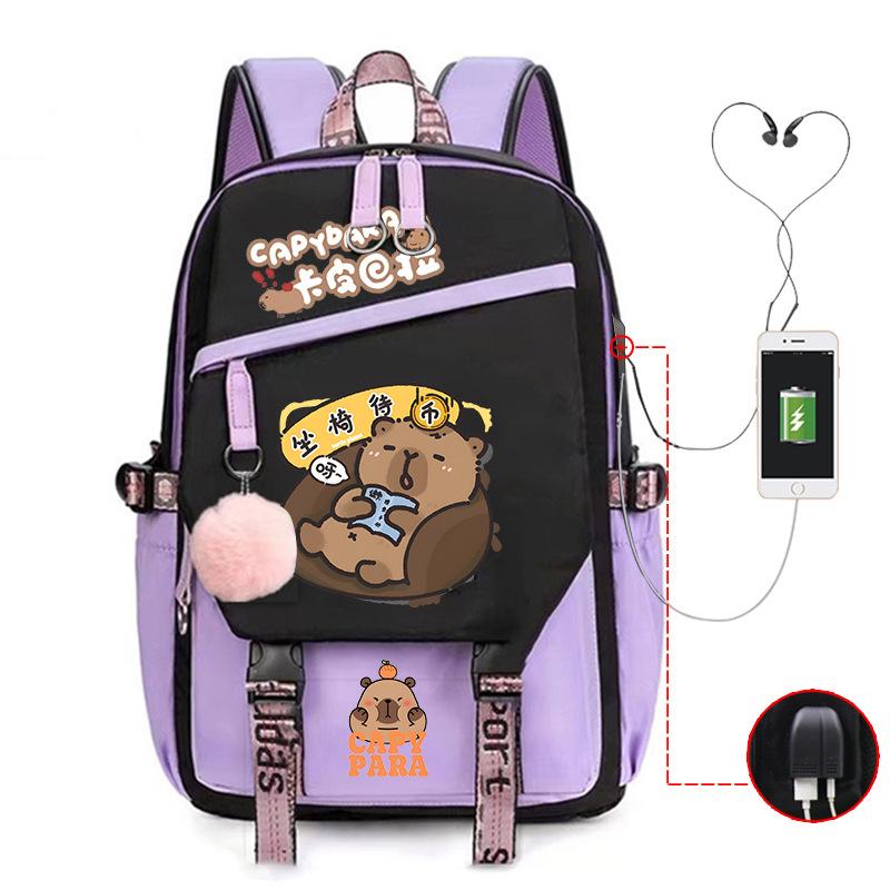 Kapibara fun peripheral printing new schoolbag cute cartoon primary and secondary school students spine backpack
