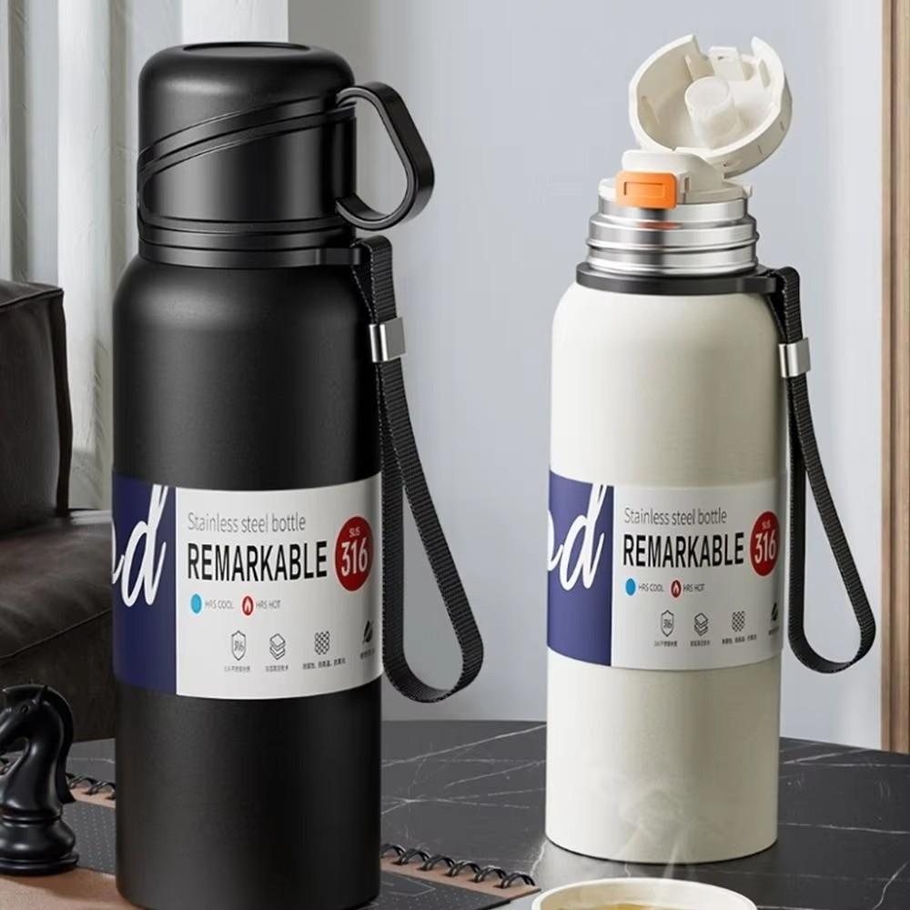 316 Stainless Steel Double-Cover Thermos Cup Large Capacity Insulated Cup  Men Women