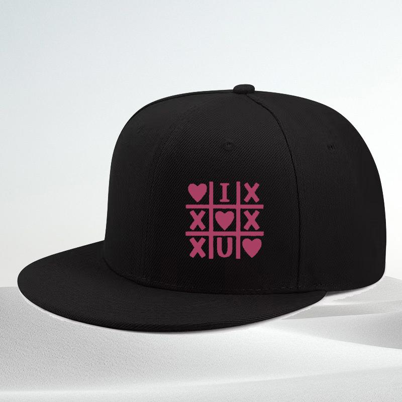 I Love You Tic Tac Toe Baseball Cap Polyester Adults Casual Sun Protection Flat Brim Snapback Hat