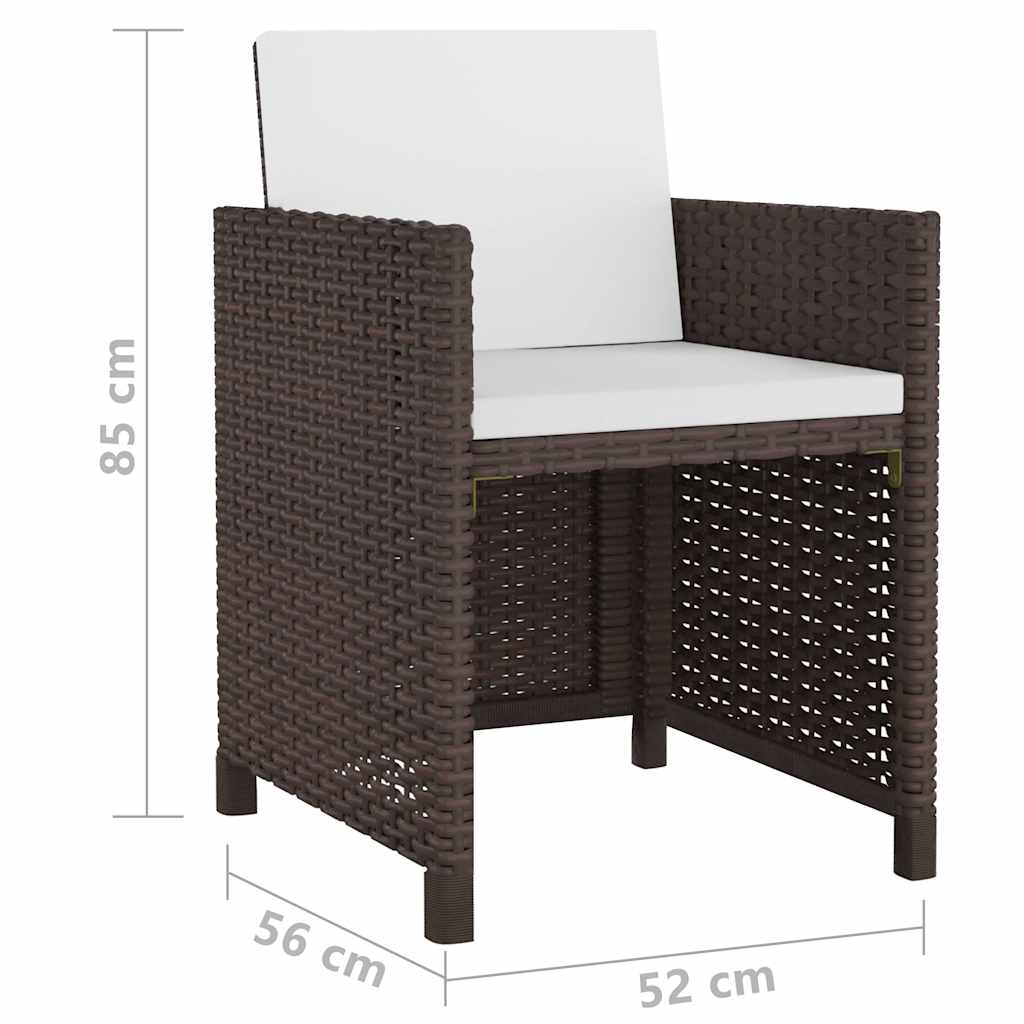 13 Piece Garden Dining Set with Cushions Poly Rattan Brown