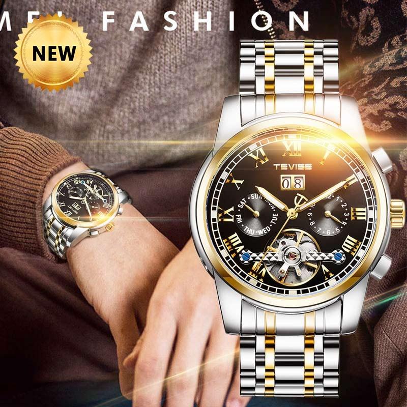 Luxury Business Machinery Tourbillon Men's Watch Calendar Week Male Automatic Wristwatch All Steel main image 1