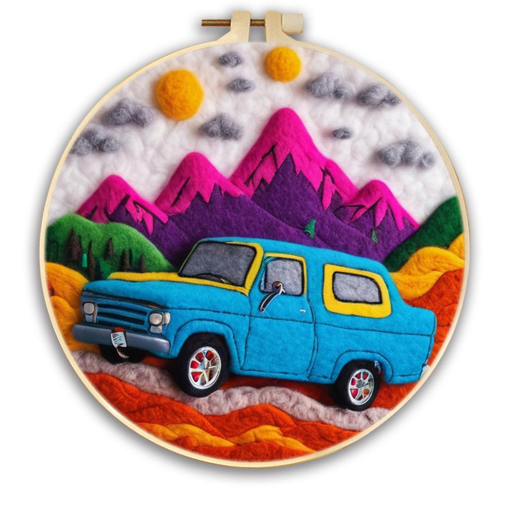 1pc Night Sky and Landscape Embroidery Kit, Felt Painting DIY Gift