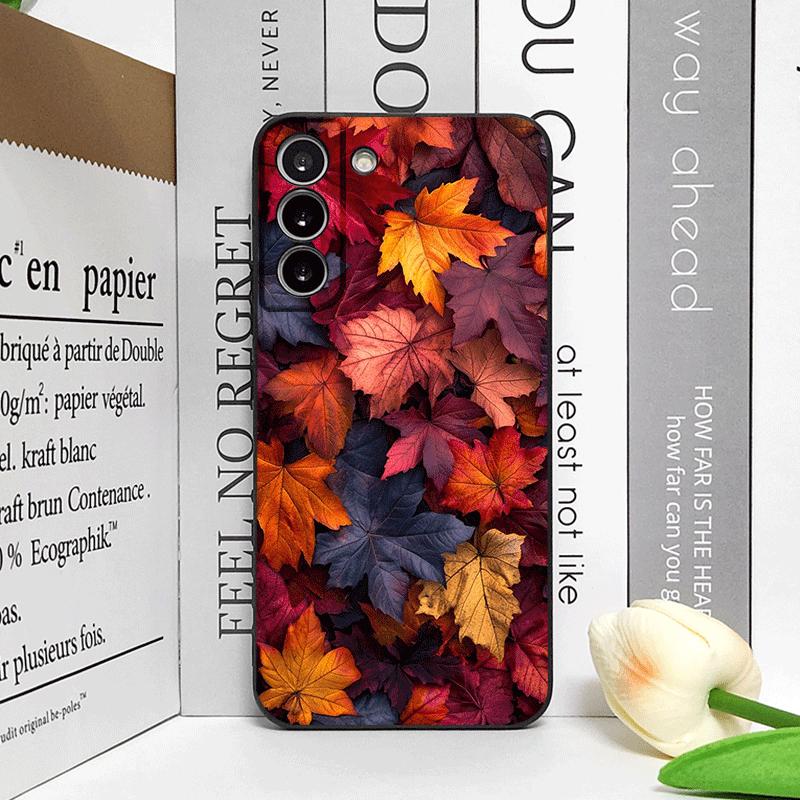 Hand-Painted Autumn Maple Leaf Phone Case for Samsung Galaxy S25 S24+ S23 Ultra S22 Plus S21FE M53 M34 5G Shockproof Soft Cover