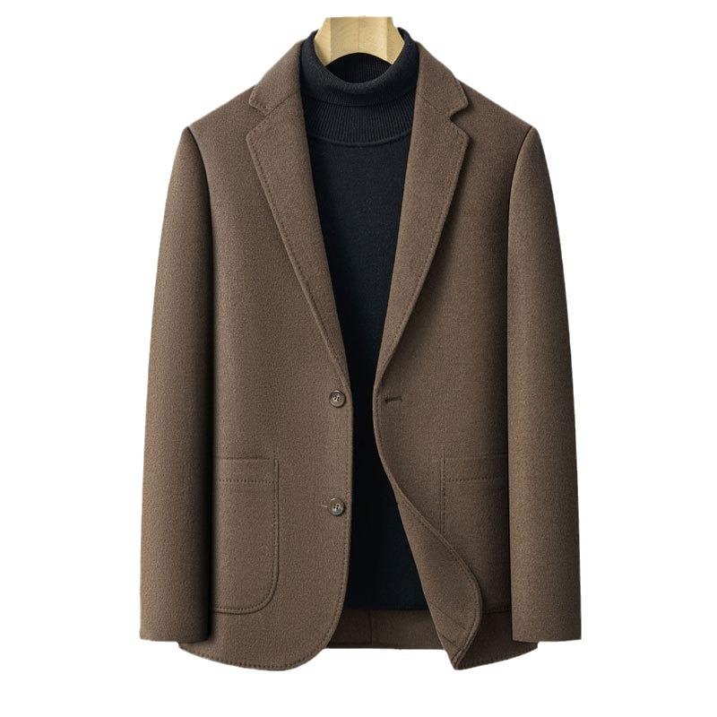 Autumn and winter wool coat men's fashion suit collar single-breasted down lining woolen business casual coat