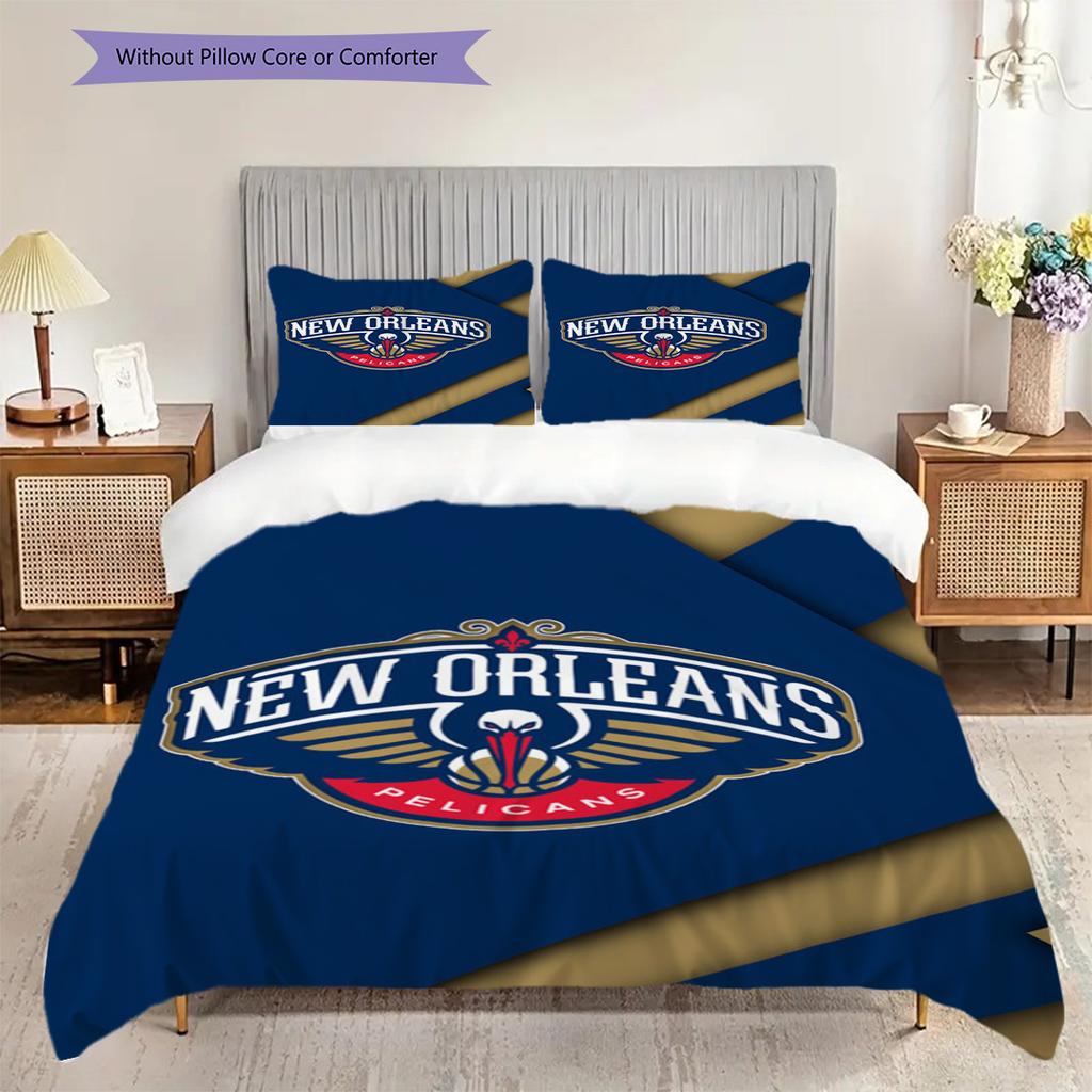 New Orleans Basketball Spirit Three-piece set(1 * duvet cover + 2 * pillowcase, without core)Soft and comfortable Christmas birthday gift