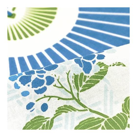 Somen Anbo Tenugui "Kasa and Hydrangea - Light Blue" Hand-dyed 100% Cotton Tokuoka Made in Japan 35cm x 100cm Traditional Pattern
