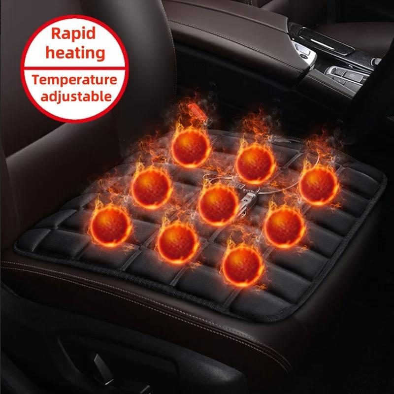12V Car Seat Heated Cover 3 Gear Adjustable Temperature Electric Heating Pads 40W Car Seat Heating Pad Fast-Heating Seat Cushion