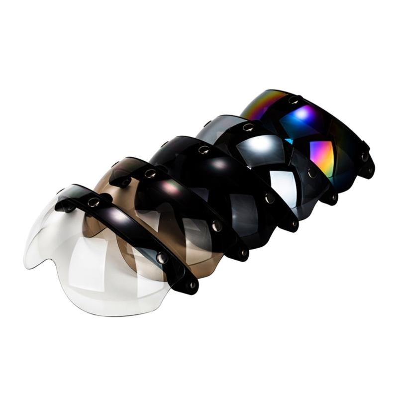 Visores Universales para Motocicletas Estilo Piloto Retro Estándar de 3 Botones de Presión Abatibles Hacia Arriba Abajo Casco Abierto Parabrisas Duradero
