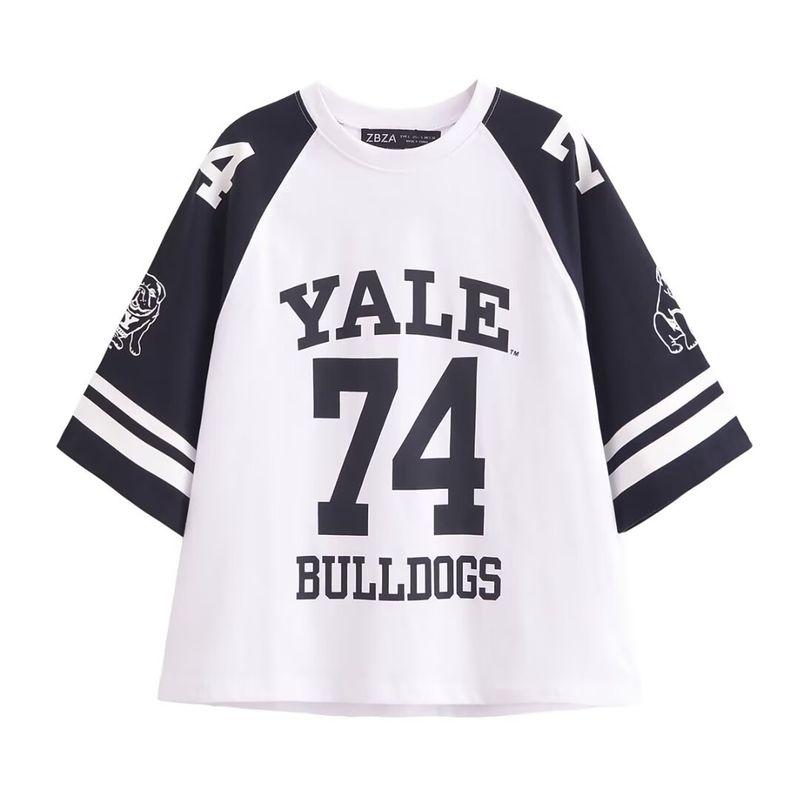 Kaslead New Arrival Women's Fashion Style Fashion Printed Cotton Loose Short Sleeve Round Neck T-shirt 4174310