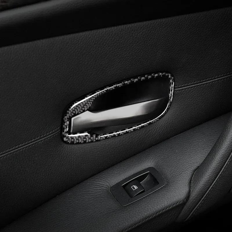 Carbon Fiber Car Interior Door Handle Cover Door Decoration Bowl Stickers For BMW 5 Series Accessories E60 E61 F10 2005-2010