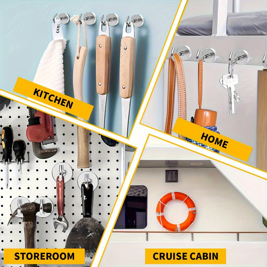 6pcs Magnetic Hooks, 50Lbs(22kg) Strong Heavy Duty Cruise Magnet S-Hooks for Hanging, Cabins, Kitchen, Garage, Workplace nt.
