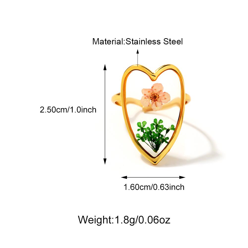18K Gold Stainless Steel Clover & Daisy Flower Ring for Women
