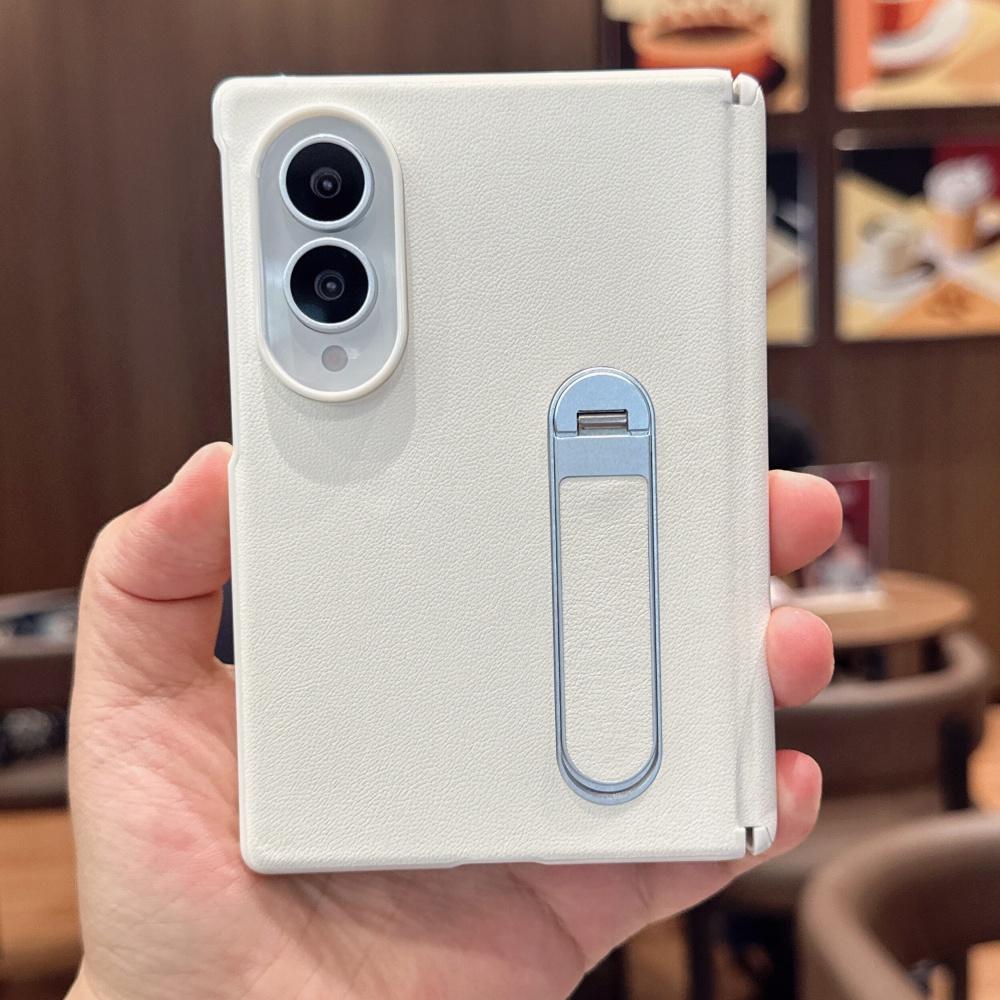 Matte Leather Fold Stand Holder Phone Case For Samsung Galaxy ZFold 8 Hinge Tempered Glass Screen Protector Shockproof Cover
