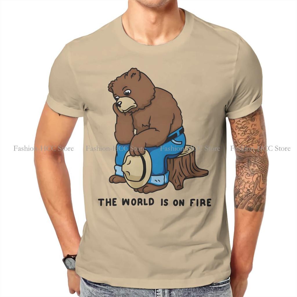 Smokey The Bear The World Is On Fire T Shirt Vintage Grunge Teenager Summer Large Cotton Unisexs Clothes Harajuku Crewneck Tshirt