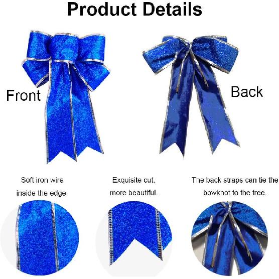 Meixinggu Polyester, Christmas Tree Ornament Decorations Big Bow-Knot 9.84'' 10 Pcs Set (Royal Blue)