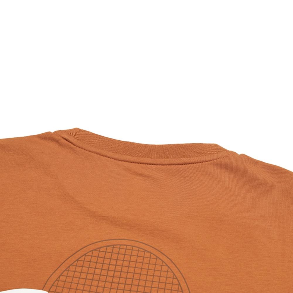 FILA Tennis Series Casual Classic Letter Print Short Sleeve Regular T-Shirt Women Tops Pineapple-Brown A11M523119F-OR