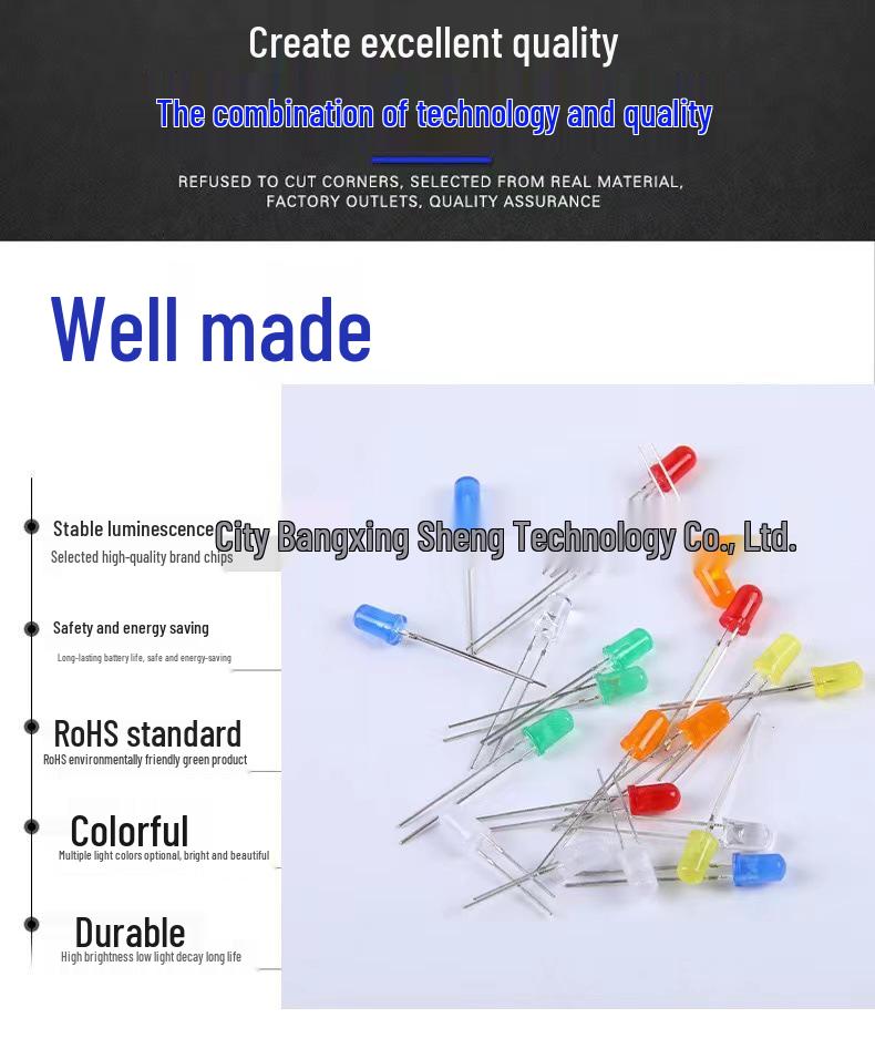 3mm LED Glühbirnenlicht: Rot, Grün, Gelb, Blau, Orange Lampenperle - Direktsteckkomponente