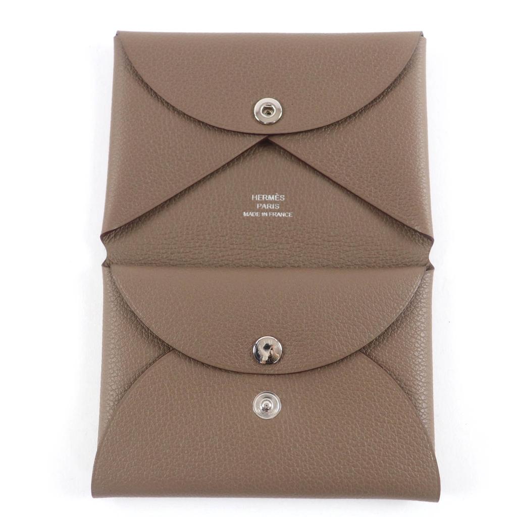 Pristine HERMES Coin Case Calvi Duo Card Case Evercolor Leather Women Used