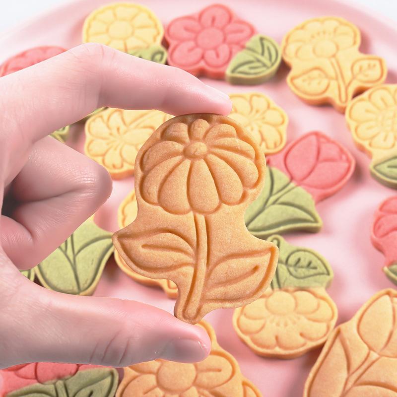8-teiliges Set Blumenform Ausstechformen Stempel Cartoon Pressbare Keksform Süßwaren Keks Küche Backgebäck Werkzeuge