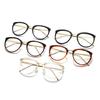 Optical Plano Glasses Frame for Women Men Round Oversized Cat Eye Eyeglasses Retro Frames Metal Spectacles Clear Lenses Eyewear