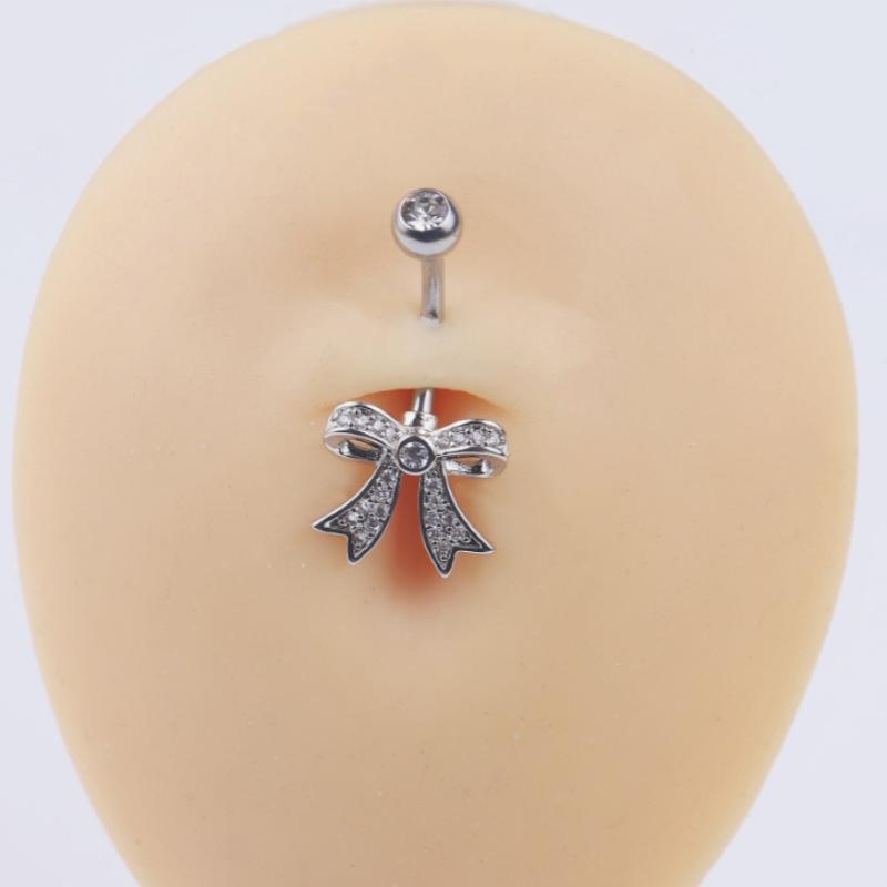 Fashion Bowknot Heart Navel Rings For Women Sexy Belly Button Nail Body Piercings Jewelry Stainless Steel Belly Button Ring Gift