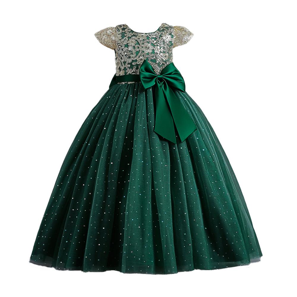 Girls' Sleeveless Sequin Flower Girl & Party Dress - Floor-Length Princess Gown
