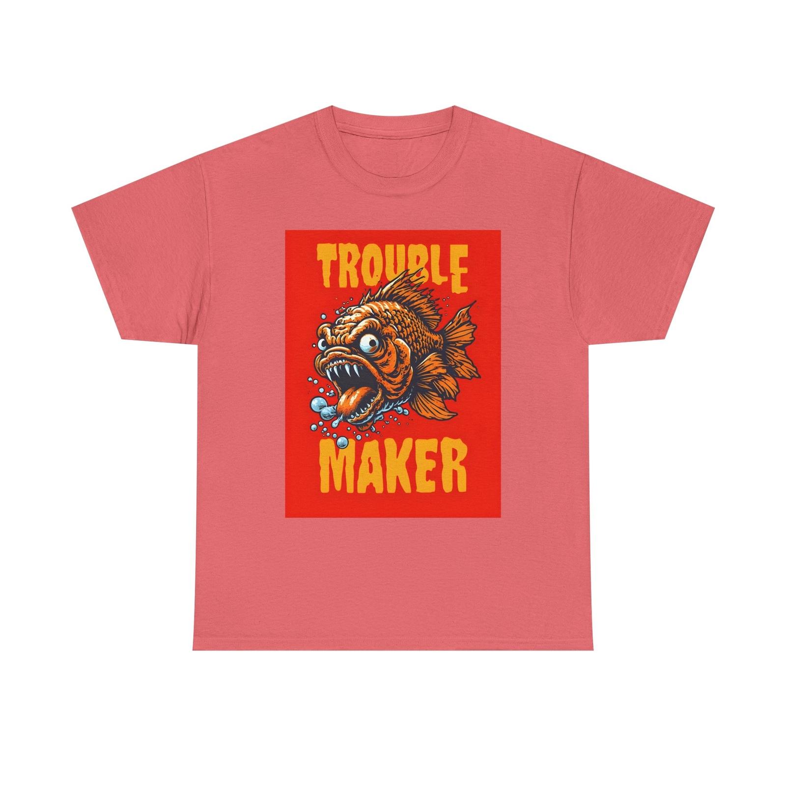 Scary Looking Goldfish Unisex Tee, Trouble Maker Fish Tshirt Funny Graphic Shirt 2XL